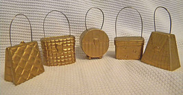 Two&#39;s Company hanging gold color ornaments look like purses  1.5 inch solid - £8.01 GBP