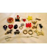 Lot of vintage Pin Brooch Elephants Lion&#39;s Club dog cat teacher hearts - £15.97 GBP