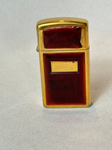 1980 Slim Zippo Lighter Ultralite Ruby Red/ Mocha Brown On Gold Tone - £23.49 GBP