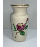 Vintage Cream Pink Flower 8&quot; Hand Painted Vase Japan Flower Motif w/ Gol... - $25.60 CAD