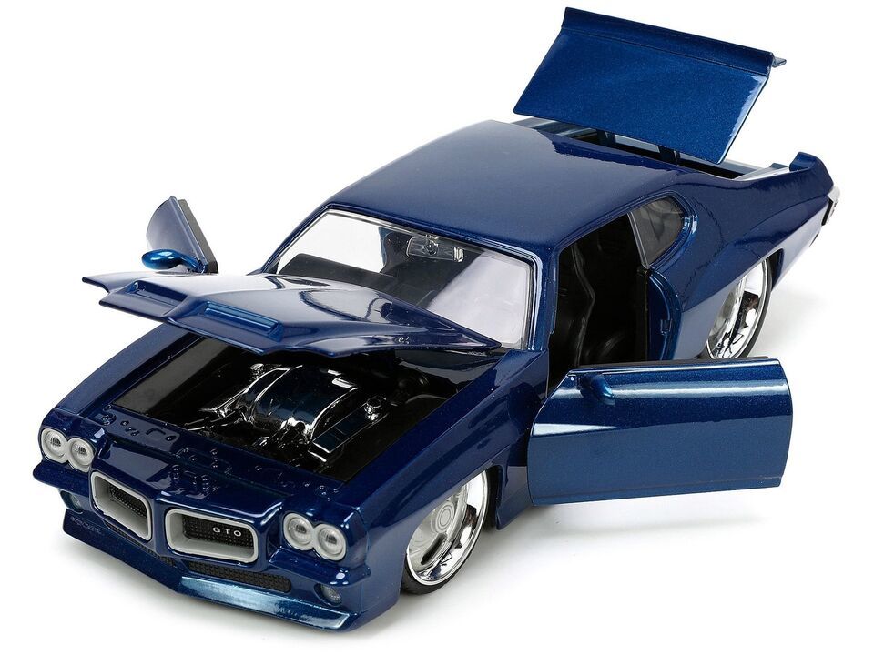 1971 Pontiac GTO Dark Blue Metallic "Bigtime Muscle" Series 1/24 Diecast Model - $40.49