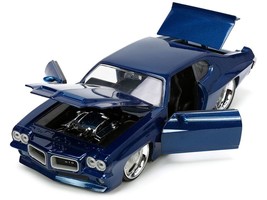 1971 Pontiac GTO Dark Blue Metallic &quot;Bigtime Muscle&quot; Series 1/24 Diecast Model - £32.36 GBP