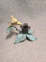 Vintage GATCO Brass Verdigris Hummingbird Needle Flower Candle Holder  - £11.85 GBP