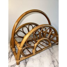 Vintage 18&quot; Rattan Bamboo Magazine Rack Newspaper Stand Bohemian Boho Ch... - $125.00