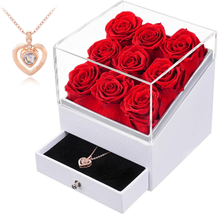 Mother&#39;s Day Gifts for Mom Her Women, Preserved Roses with I Love You Heart Neck - £28.73 GBP
