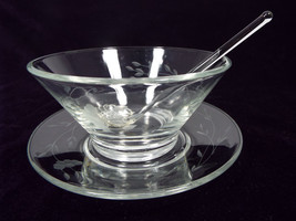 Princess House Heritage Blown Glass Mayonnaise Bowl with Underplate and Ladle - £19.17 GBP