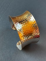 Wide Hammered Shiny SIlvertone Dished Cuff Bangle Bracelet – 2 and 5/8th’s inche - £7.58 GBP