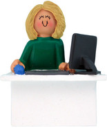 COMPUTER-TEACHER-OFFICE WORKER (fe,blonde) CHRISTMAS ORNAMENT-PERSONALIZ... - £9.44 GBP