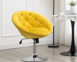 Yellow Noas Velvet Upholstered Tufted Back Swivel Accent Chair From Roun... - $113.95