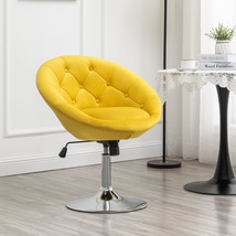 Yellow Noas Velvet Upholstered Tufted Back Swivel Accent Chair From Roundhill - £89.00 GBP
