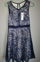 Kate Kasin Royal Blue Lace Lined Eyelet Size Medium Dress NWT - £27.37 GBP