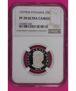 Top Pop 1977 Panama PF 70 Ultra Cameo Proof 25 Centesimos NGC Graded Sla... - $208.72 CAD