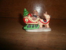 Ceramic  Sleigh Ornament with Teddy Bear and Christmas Tree - $2.73 CAD