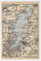 1914 Original Antique Map Of City Of Kiel Vicinity / Germany - $24.15