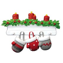 MITTEN FAMILY OF 3 PERSONALIZED CHRISTMAS ORNAMENT GIFT PRESENT  - $9.83