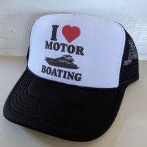 Vintage I Love Motor Boating Hat Funny Trucker Hat snapback Black Party Cap - £12.09 GBP