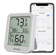 Govee Bluetooth Digital Hygrometer Indoor Thermometer, Grey, Room Humidi... - £30.77 GBP