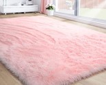 Pink Area Rug For Girls&#39; Room, Fluffy Shag Rug 4&#39; X 6&#39; For Living Room, ... - £29.84 GBP