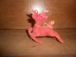 Vintage Plastic Felt Reindeer with Chain and Bell - $4.10 CAD