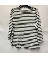 Charter Club Women Petite PXL Cool Olive Green Striped Boat Neck Top NWD... - $19.59