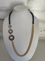 Talbots Adjustable Navy Blue Double Strand Chain Beaded Necklace NEW - £11.36 GBP