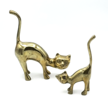 SASSY CAT brass figurine set - long-tail ring holders vintage midcentury... - £19.34 GBP