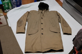  Vintage Mens Hood Collar Military Thick Heavy Coat Size 2XL (check meas... - $199.99