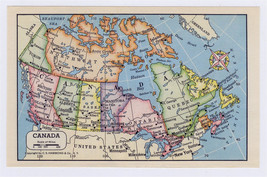 1951 Vintage Miniature Map 6&quot; X 3 3/4&quot; Of Canada Ontario British Columbia Quebec - £13.66 GBP