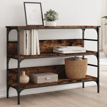 vidaXL Console Table Smoked Oak Engineered Wood, Metal Narrow - $149.30