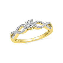 10k Yellow Gold Womens Round Diamond Solitaire Twist Promise Bridal Ring 1/6 - $258.00