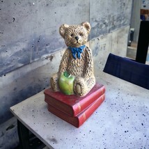 Vintage Cast Iron TEDDY BEAR on Books Doorstop 10&quot; tall Apple Rustic Cab... - $355.83 MXN