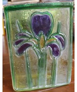Vintage Teleflora Iris Vase stained glass. 7 by 5 by 2 1/2 inches - £21.72 GBP