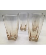 VTG Amber MCM Highball Glasses Set of 4 – 12oz Square Base 5&quot; Tall Cockt... - $27.72