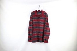 Vintage 90s Lands End Mens Large Faded Striped Collared Long Sleeve Rugby Polo - £31.22 GBP