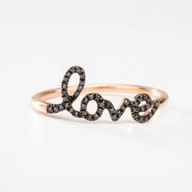 1/2CT Lab-Created Black Spinel Love Wedding Ring for Women in 925 Silver - £8.65 GBP