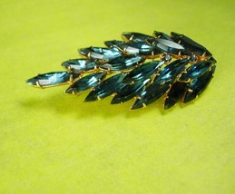 HUGE Rhinestone Brooch 1940s navette spray 3&quot; dramatic vintage statement Pin Ope - £75.93 GBP