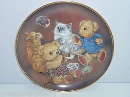 Teddy Bear Kitty Bubble Buddies Sue Willis Collector Plate Franklin Mint Retired - $49.95