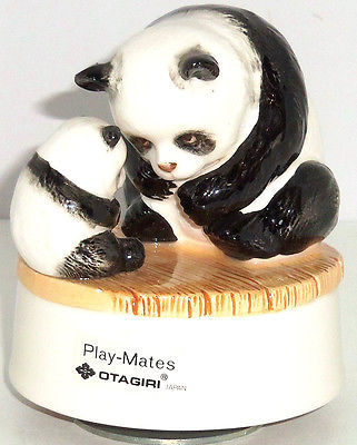 Panda Bears Otagiri Vintage Japan Music Box Play Mates Mom Baby Song Musical  - $79.95