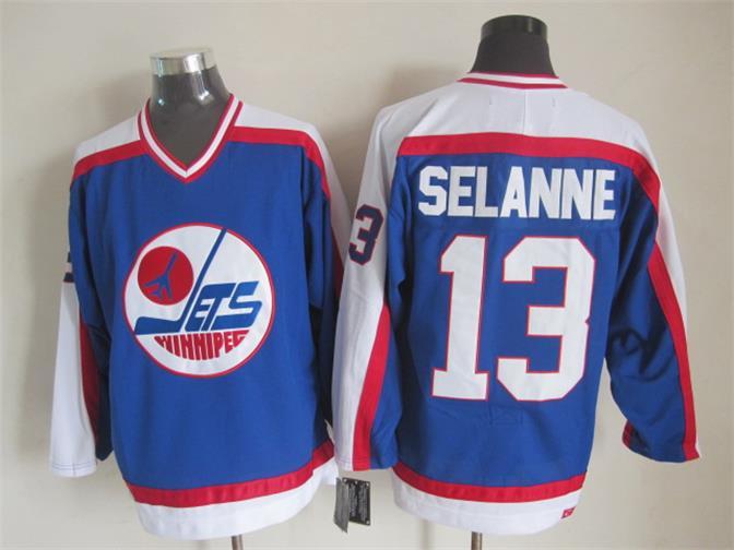 Winnipeg Jets #13 Teemu Selanne Jersey Old Style Uniform Blue - $49.00