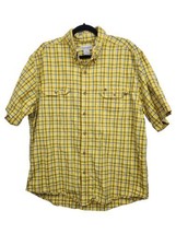 Carhartt Relaxed Fit Short Sleeve Button Down Yellow Plaid Shirt Mens XL  - £14.32 GBP