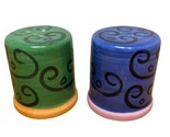 P&amp;P Italy  Green and Blue Swirl Salt and Pepper Shakers with Plugs  - $13.71