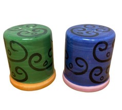 P&amp;P Italy  Green and Blue Swirl Salt and Pepper Shakers with Plugs  - $13.71