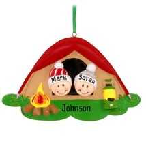 Pop Up Tent Family of 2 Two Camping Personalized Christmas Ornament Gift... - $14.78