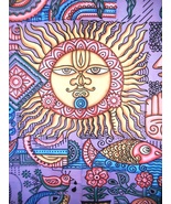 Twin Hand Painted Tapestry Indian Wall Hanging Hippie Sun Throw Boho Dorm Decor - $21.99