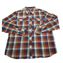 ROCAWEAR Shirt Mens XL Red Blue Check Plaid 100% cotton long sleeves - $18.69