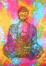 Twin Buddha Tapestry Tie Dye Indian Wall Hanging Boho Dorm Decor Hippie Throw - £17.57 GBP