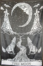 Wolf In The Moon Tapestry Indian Wall Hanging Hippie Throw Blanket Boho Decor - £17.68 GBP