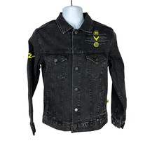 Maverick Clothing Co. Black Denim Jacket With Yellow Graphic Accents Small - $37.05