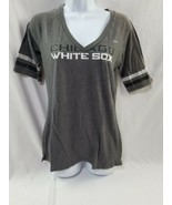 Women’s Medium Nike White Sox White Shirt With Striped Sleeves V Neck Ba... - £7.56 GBP