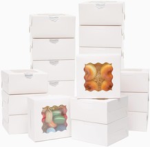 100pcs White Bakery Boxes with Window 6x6x3 inches Thick Sturdy Macaroon Pastry  - £55.16 GBP